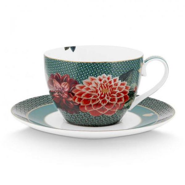 Pip Studio, Tasse mit Untersetzer, Winter Wonderland Dove grün, Ø 280 ml, Art.-Nr. 51.004.148