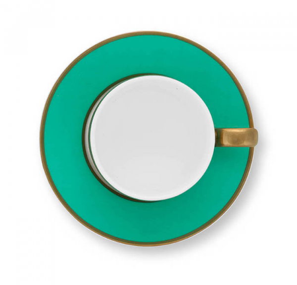 Pip Studio, Espresso Tasse mit Untersetzer, Pip Chique Grün Gold, 120 ml, Art.-Nr. 51.004.154