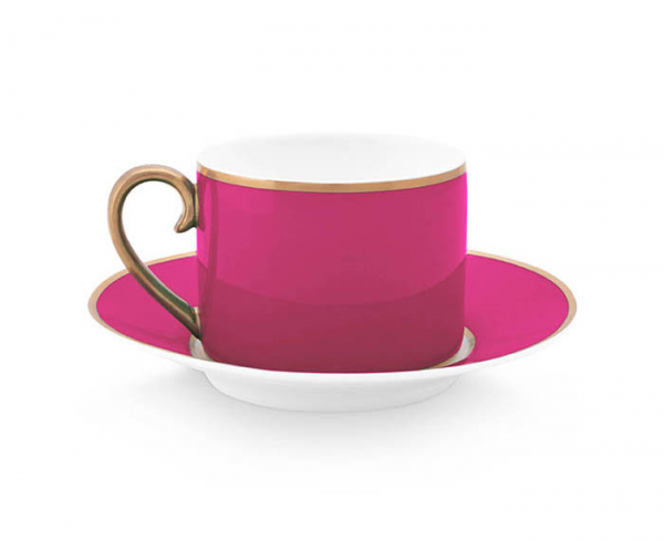 Pip Studio, Tasse mit Untersetzer, Pip Chique Gold-Rosa,220 ml, Art.-Nr. 51.004.157