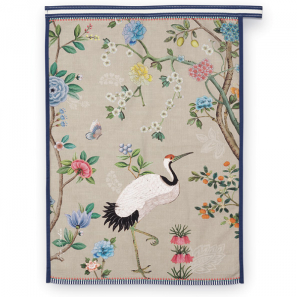 Pip Studio, Tea Towel, Blushing Birds All Over Print, Khaki, 50x70cm, Art.-Nr. 51.031.059