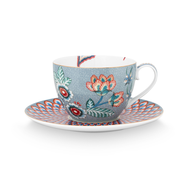 Pip Studio, Espresso Cups with Saucers Set, Flower Festival, Light Blue, 280 ml, Art.-Nr. 51.004.139