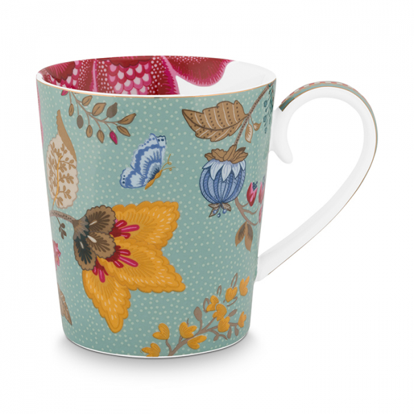 Pip Studio, Tasse, Alphabet Mug Floral Fantasy Light Blue W, 350 ml, Art.-Nr. 51.002.272
