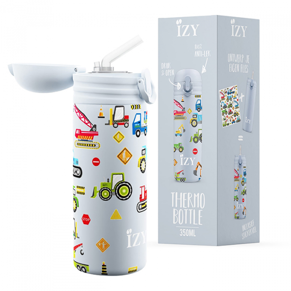 IZY Kinderflasche, Thermoskanne, Blue Machines, 350 ml, inkl. Geschenkbox, Art.-Nr. IZY9001