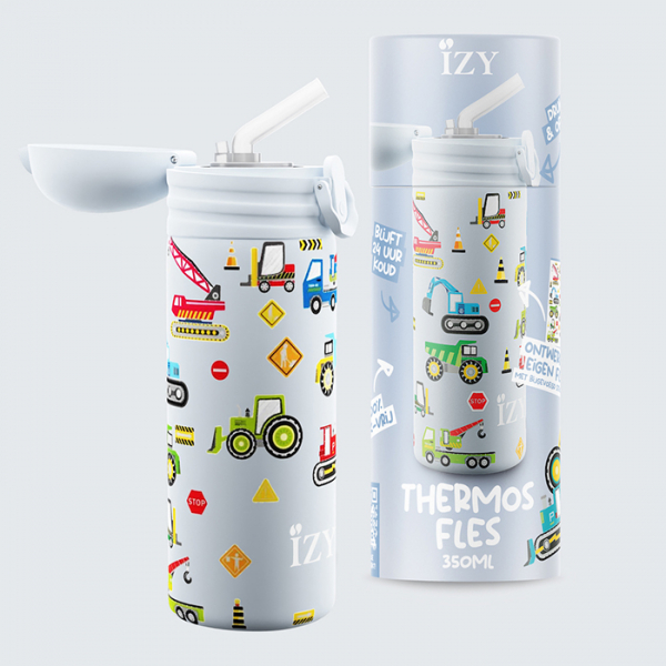 IZY Kinderflasche, Thermoskanne, Blue Machines, 350 ml, inkl. Geschenkbox, Art.-Nr. IZY9001