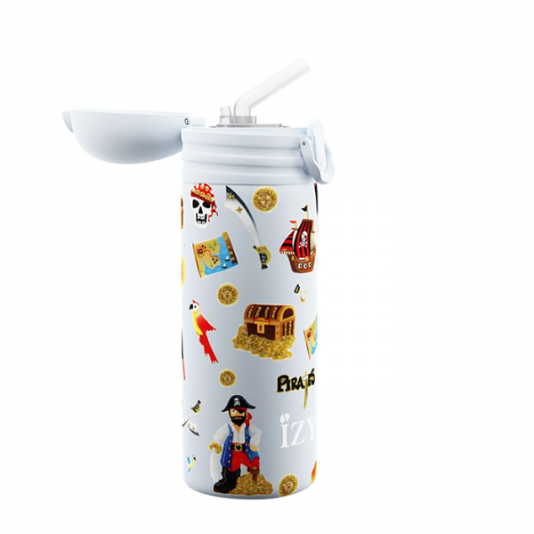 IZY Kinderflasche, Thermoskanne, Blue Pirates, 350 ml, inkl. Geschenkbox, Art.-Nr. IZY9002
