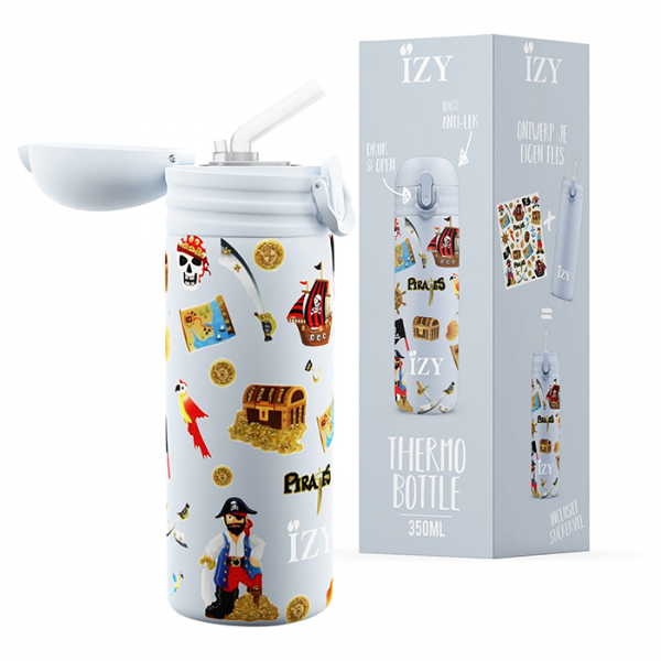IZY Kinderflasche, Thermoskanne, Blue Pirates, 350 ml, inkl. Geschenkbox, Art.-Nr. IZY9002