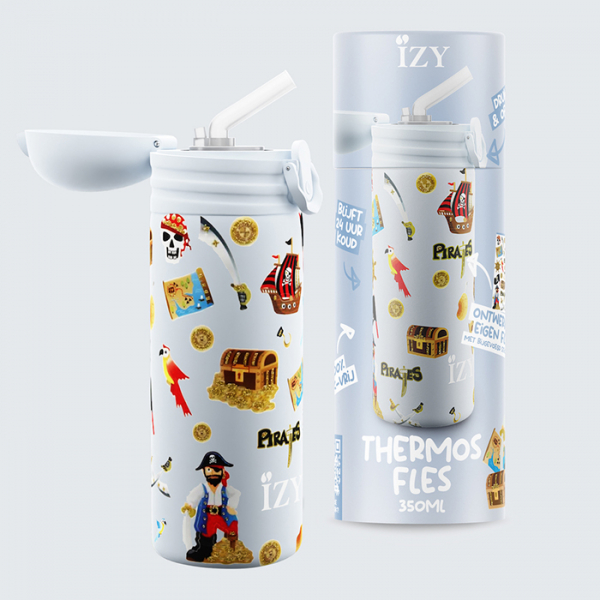IZY Kinderflasche, Thermoskanne, Blue Pirates, 350 ml, inkl. Geschenkbox, Art.-Nr. IZY9002
