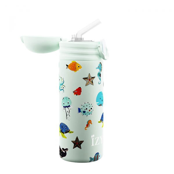 IZY Kinderflasche, Thermoskanne, Green Sealife, 350 ml, inkl. Geschenkbox, Art.-Nr. IZY9003