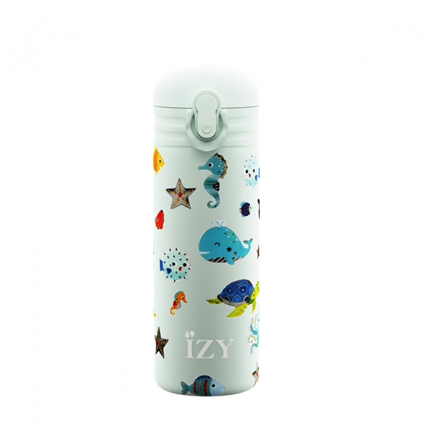 IZY Kinderflasche, Thermoskanne, Green Sealife, 350 ml, inkl. Geschenkbox, Art.-Nr. IZY9003