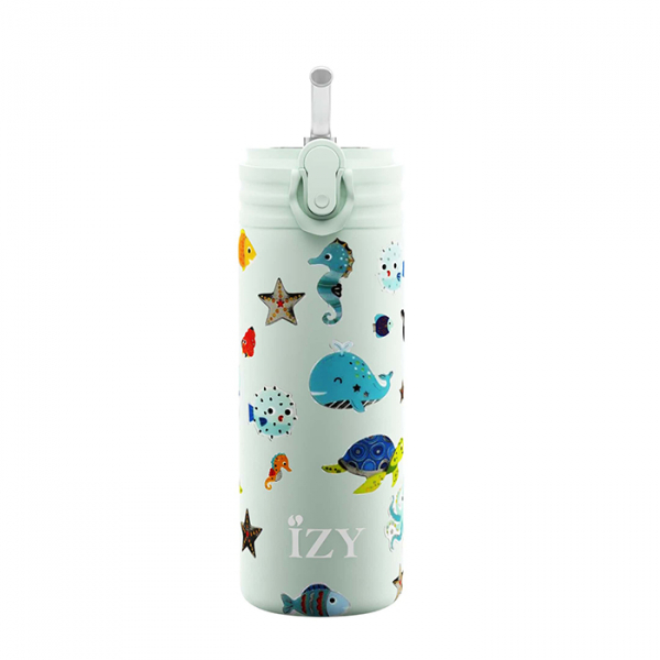 IZY Kinderflasche, Thermoskanne, Green Sealife, 350 ml, inkl. Geschenkbox, Art.-Nr. IZY9003
