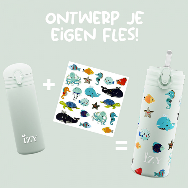 IZY Kinderflasche, Thermoskanne, Green Sealife, 350 ml, inkl. Geschenkbox, Art.-Nr. IZY9003