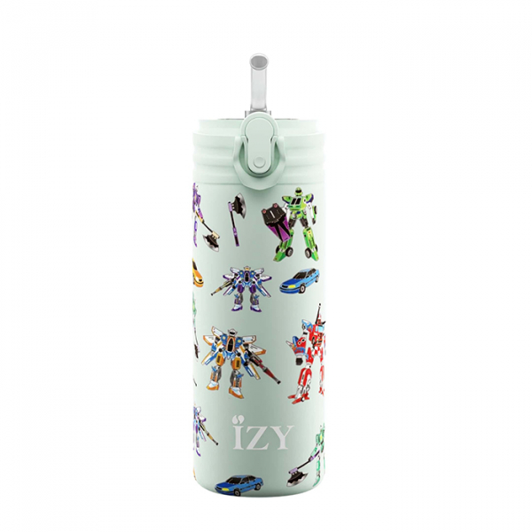 IZY Kinderflasche, Thermoskanne, Green Transformers, 350 ml, inkl. Geschenkbox, Art.-Nr. IZY9004
