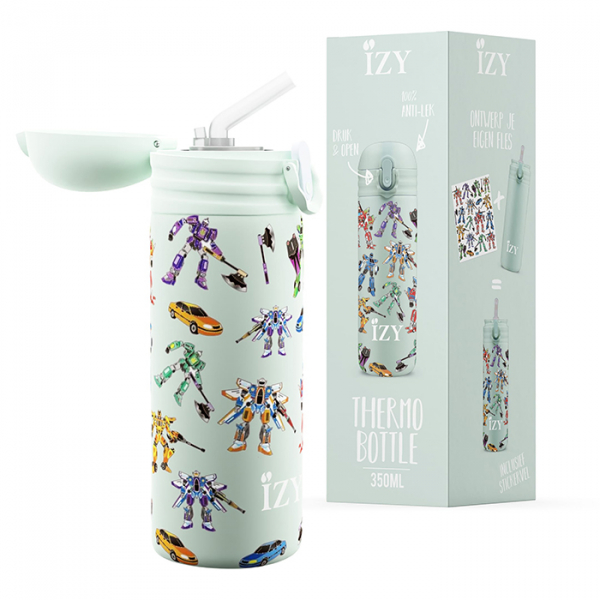 IZY Kinderflasche, Thermoskanne, Green Transformers, 350 ml, inkl. Geschenkbox, Art.-Nr. IZY9004