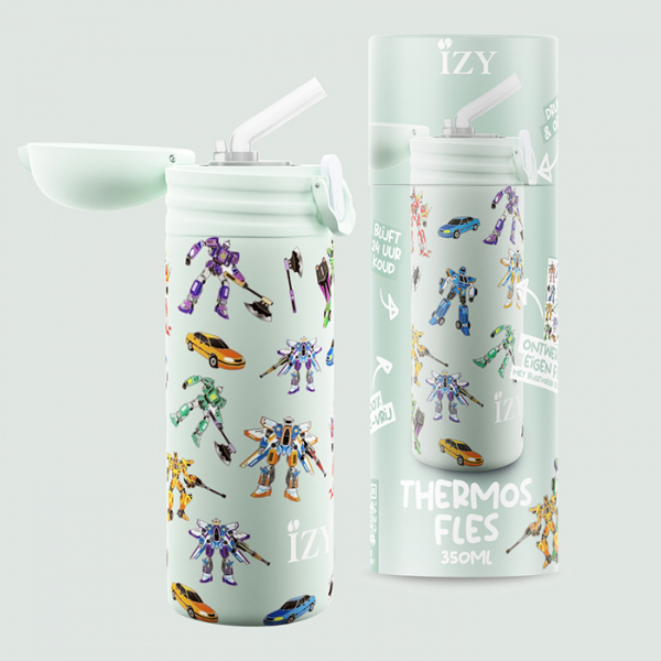 IZY Kinderflasche, Thermoskanne, Green Transformers, 350 ml, inkl. Geschenkbox, Art.-Nr. IZY9004