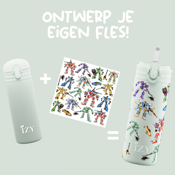IZY Kinderflasche, Thermoskanne, Green Transformers, 350 ml, inkl. Geschenkbox, Art.-Nr. IZY9004