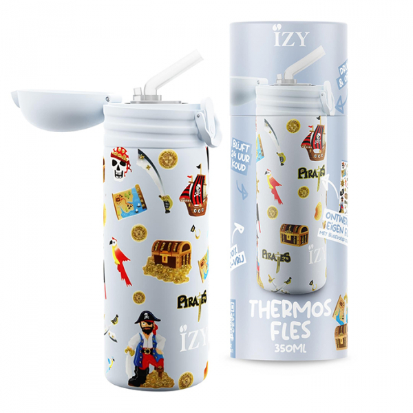 IZY Kinderflasche, Thermoskanne, Blue Pirates, 350 ml, inkl. Geschenkbox, Art.-Nr. IZY9002