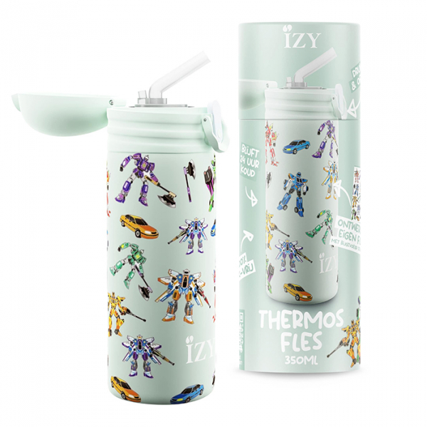 IZY Kinderflasche, Thermoskanne, Green Transformers, 350 ml, inkl. Geschenkbox, Art.-Nr. IZY9004