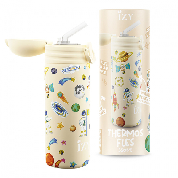 IZY Kids Bottle, Thermo Bottle, Yellow Space, 350 ml, incl. giftbox, item no. IZY9008