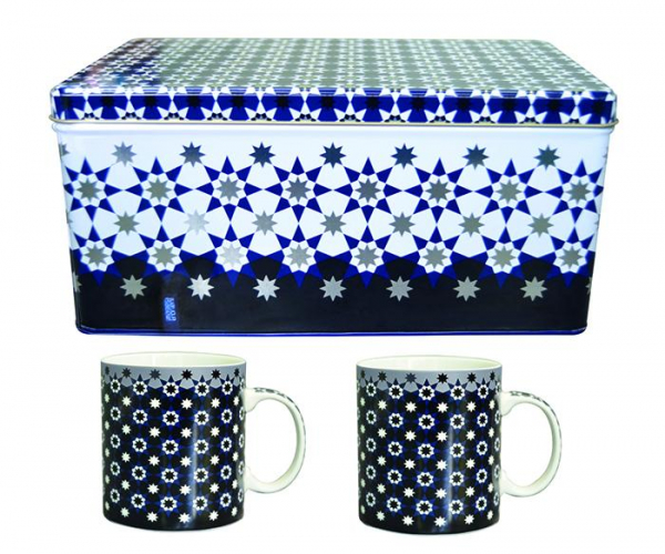 Images d'Orient Tin Box with 2 mugs,  KAOKAB, 250 ml, item no. POR222072