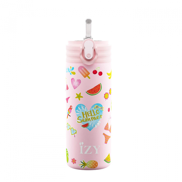 IZY Kinderflasche, Thermoskanne, Pink Summer, 350 ml, inkl. Geschenkbox, Art.-Nr. IZY9006