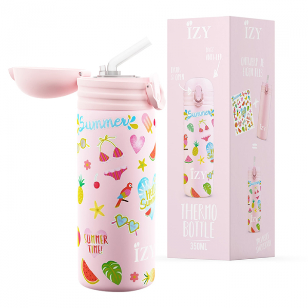 IZY Kinderflasche, Thermoskanne, Pink Summer, 350 ml, inkl. Geschenkbox, Art.-Nr. IZY9006