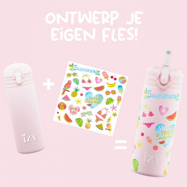 IZY Kinderflasche, Thermoskanne, Pink Summer, 350 ml, inkl. Geschenkbox, Art.-Nr. IZY9006