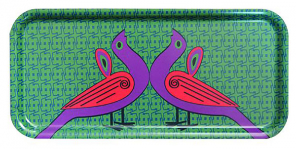 Image d Orient, Rect. Tray BIRDS OF PARADISE, Ø 32x15cm, birch veneer, Item.No. TRA332103