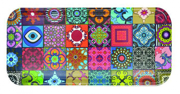 Image d Orient, Rect. Tray PATCHWORK, Ø 32x15cm, birch veneer, Art.Nr. TRA332105