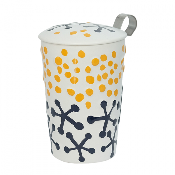 Eigenart, Tea mug, Teaeve, Potato Print, blue-yellow, 350 ml, Art. Nr.: TV80054