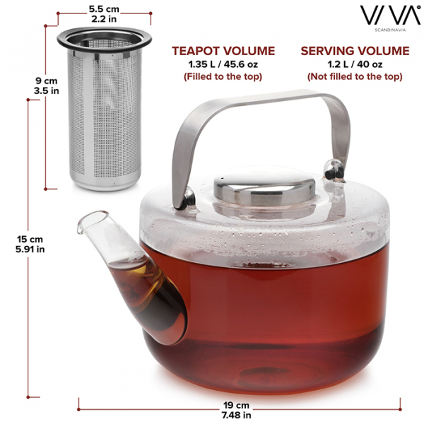 VIVA Bjorn Groß Teekanne, Glas 1,2 l, Klar, Art.-Nr. V37901