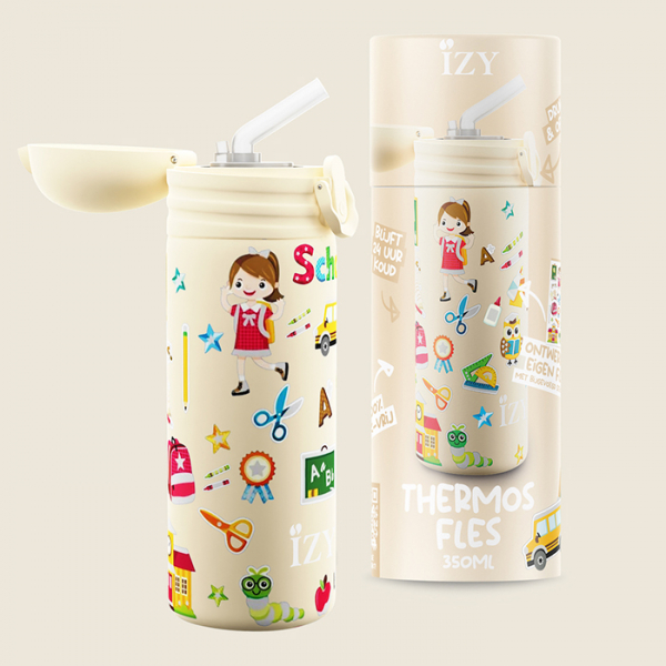 IZY Kinderflasche, Thermoskanne, Yellow School, 350 ml, inkl. Geschenkbox, Art.-Nr. IZY9007