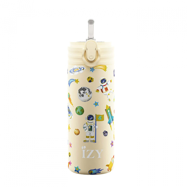 IZY Kids Bottle, Thermo Bottle, Yellow Space, 350 ml, incl. giftbox, item no. IZY9008