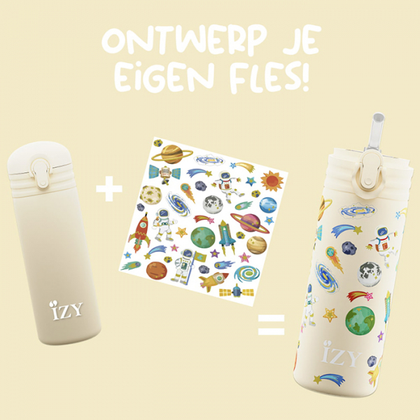 IZY Kids Bottle, Thermo Bottle, Yellow Space, 350 ml, incl. giftbox, item no. IZY9008
