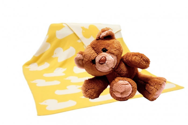 Casalanas Kinderdecke, 100% Baumwolle, 100 x 80 cm, Enten Motiv, verschiedene Farben