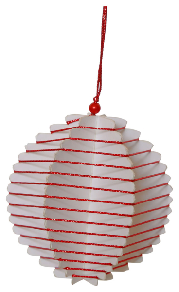 Casalanas Christmas tree decoration, red 3D ball, 8x8 cm, red-white, item no. 3368