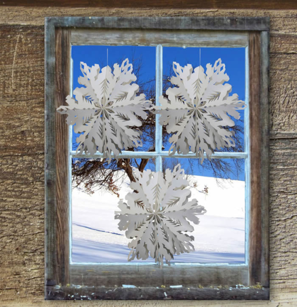 Casalanas window decoration, snowflake Dust, Ø 21 cm, white, item no. 3405