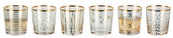 Hoff Interieur, Glassy Gold, Christmas glass set 6 pieces, Gold, item no. 1666