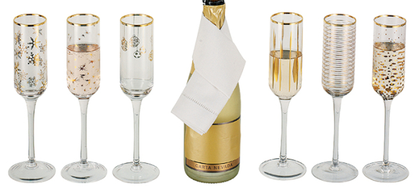 Hoff Interieur, Glassy Gold, Christmas Sektglass set 6 pieces, Gold, item no. 1662