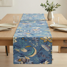 Casalanas table runner, Zaffiro, 180x35 cm, blue, 100% cotton, handmade, item no. 5027
