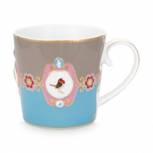 Pip Studio, Mug Large, Love Birds Medallion, Blue-Khaki, 250 ml, Art.-Nr. 51.002.023