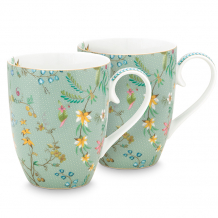 Pip Studio, Mugset Large, Jolie Flowers Blue, 350 ml, Art.-Nr. 51.002.249