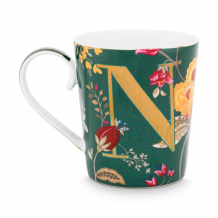 Pip Studio, Mug, Alphabet Mug Floral Fantasy Green N, 350 ml, Art.-Nr. 51.002.263