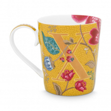 Pip Studio, Mug, Alphabet Mug Blushing Birds Yellow X, 350 ml, Art.-Nr. 51.002.273