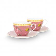Pip Studio, Tassenset mit Untersetzer, La Majorelle Dark Pink, 280 ml, Art.-Nr. 51.004.135