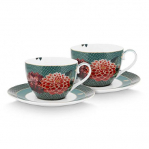 Pip Studio, Tasse mit Untersetzer Set, Winter Wonderland Dove grün, Ø 280 ml, Art.-Nr. 51.004.149