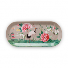 Pip Studio, Cake Tray Rectangular, Blushing Birds Khaki, 33.3x15.5 cm, Art.-Nr. 51.018.087