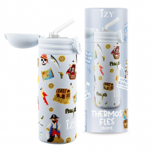 IZY Kids Bottle, Thermo Bottle, Blue Pirates, 350 ml, incl. giftbox, item no. IZY9002