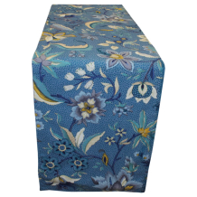 Casalanas table runner, Zaffiro, 180x35 cm, blue, 100% cotton, handmade, item no. 5027