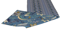 Casalanas table runner, Zaffiro, 180x35 cm, blue, 100% cotton, handmade, item no. 5027
