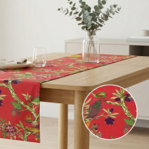 Casalanas table runner, Corallo, 180x35 cm, red, 100% cotton, handmade, item no. 5010
